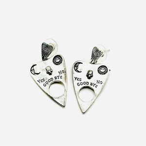 Creepy haunted ouija board planchette earrings